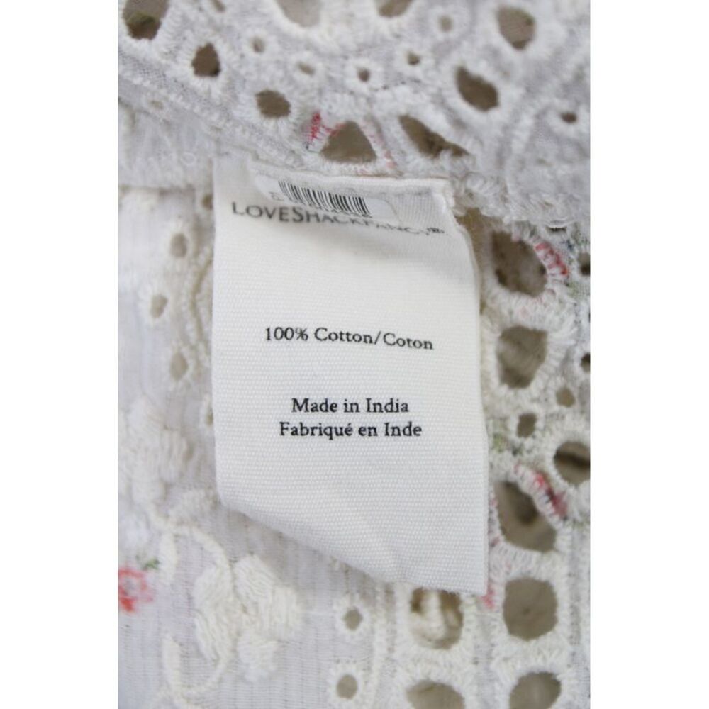 Love Shack Fancy Women White Floral Cotton Tunic Short Sleeve Bohemian Size M - Picture 5 of 7